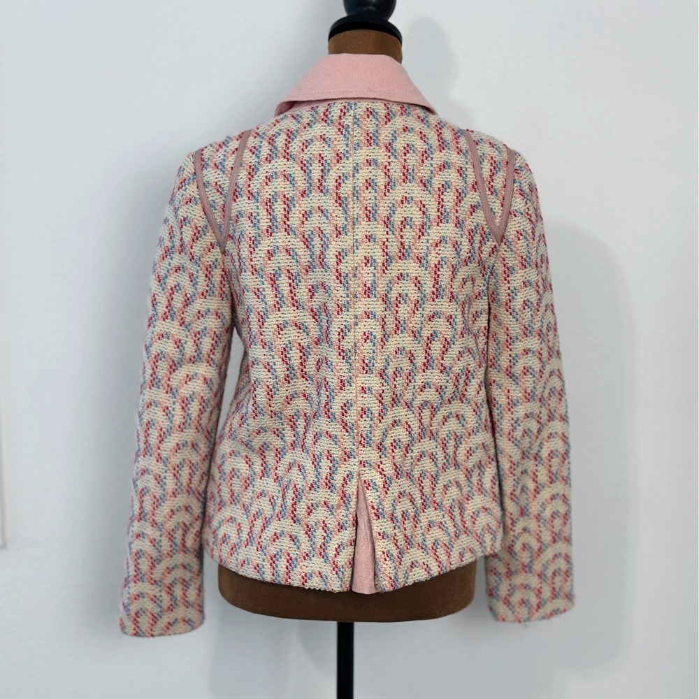 Marc Jacobs Pink Wool Tweed Jacket Frog Closure Peter Pan Collar Designer - Picture 4 of 10